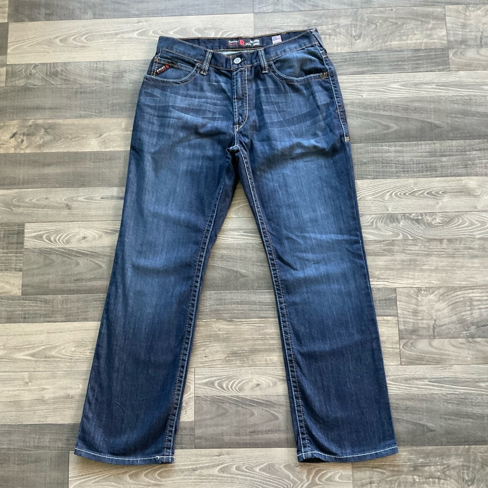34x32 Ariat FR M4 Relaxed Stretch DuraLight Basic Boot Jeans Men’s Blue 10023466